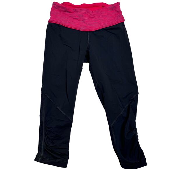 Lululemon Run For Your Life Crop Size 2 Running Leggings Deep Coal Space Red - Picture 2 of 14